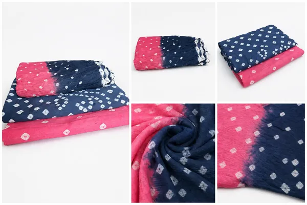 Navy_Cotton_Bandhani/Bandhej_Suit_Dress_Materials_Women