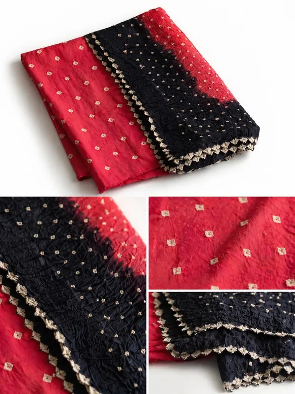 Navy_Cotton_Bandhani/Bandhej_Suit_Dress_Materials_Women