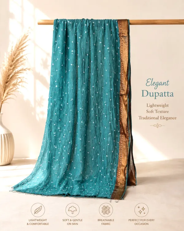 Aqua_Cotton_Bandhani/Bandhej_Suit_Dress_Materials_Women