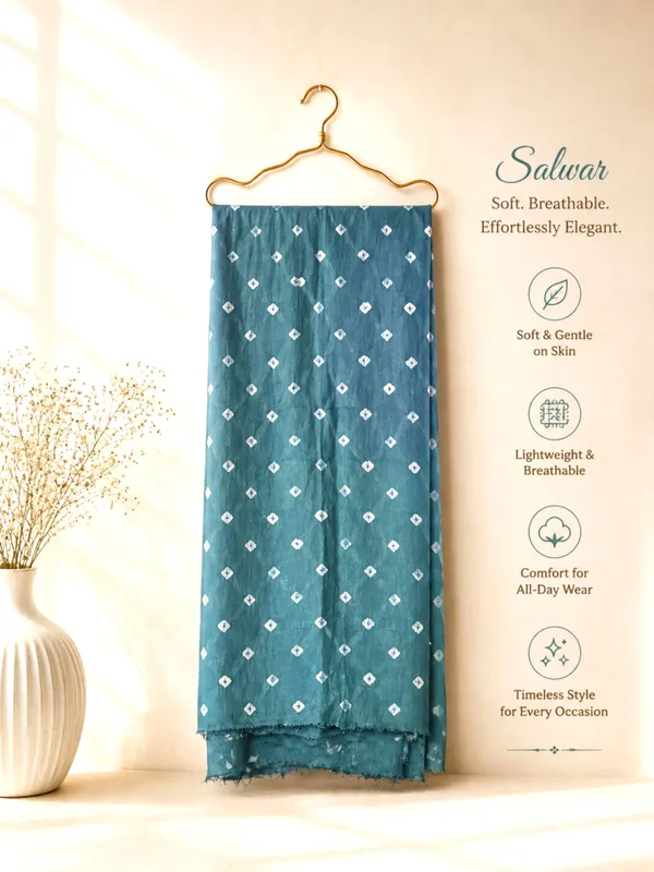 Aqua_Cotton_Bandhani/Bandhej_Suit_Dress_Materials_Women