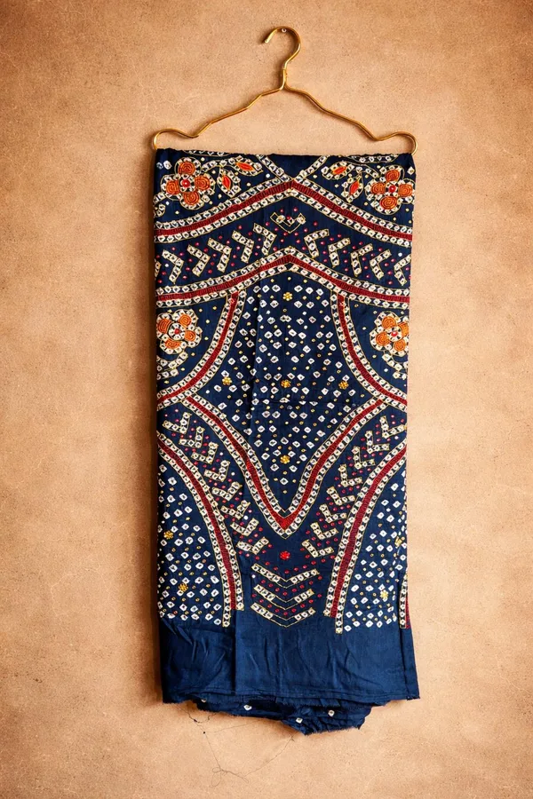 Blue_Cotton_Bandhani/Bandhej_Suit_Dress_Materials_Women