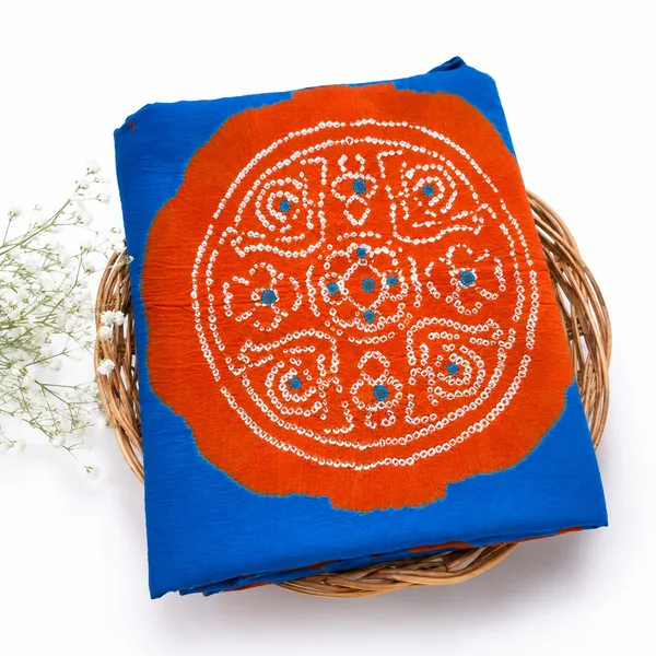 Blue_Kutch_Bandhani/Bandhej_mirrorwork_Cotton_Dupatta_