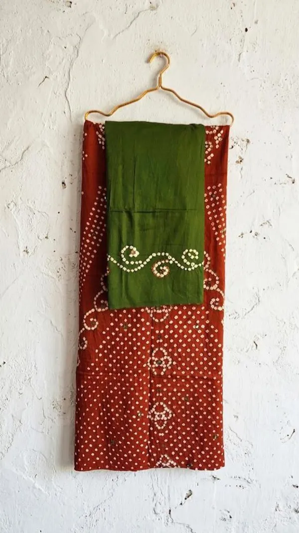 Brown_Cotton_Bandhani/Bandhej_Suit_Dress_Materials_Women