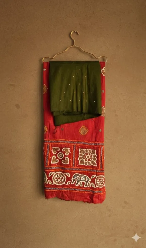 Rust_Cotton_Bandhni/Bandhej_Suit_Dress_Materials_Women
