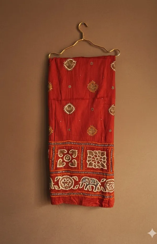 Rust_Cotton_Bandhni/Bandhej_Suit_Dress_Materials_Women