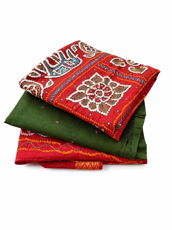 Rust_Cotton_Bandhni/Bandhej_Suit_Dress_Materials_Women