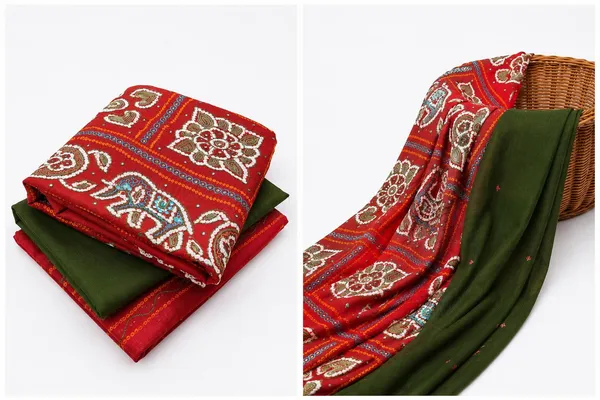 Rust_Cotton_Bandhni/Bandhej_Suit_Dress_Materials_Women