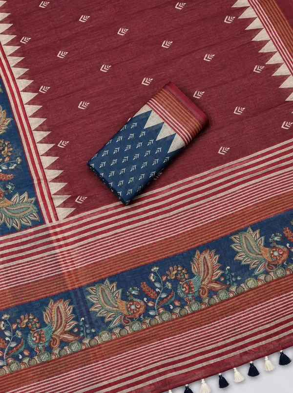 Festive_Handcrafted_Printed_Cotton_Saree_with_Traditional_Border