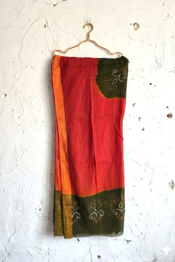 Henna_Green_Cotton_Bandhani/Bandhej_Suit_Dress_Materials_Women