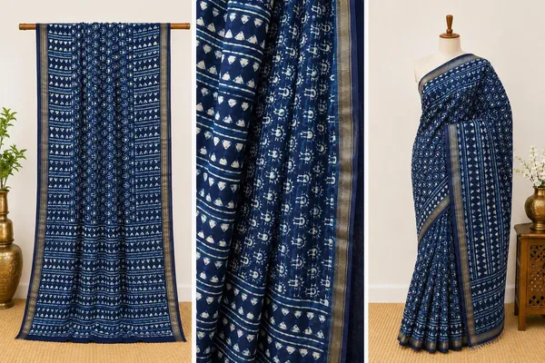 Indigo_Hand_Block_Printed_Maheshwari_Silk_Saree_