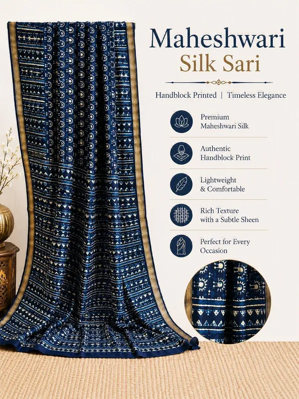 Indigo_Hand_Block_Printed_Maheshwari_Silk_Saree_