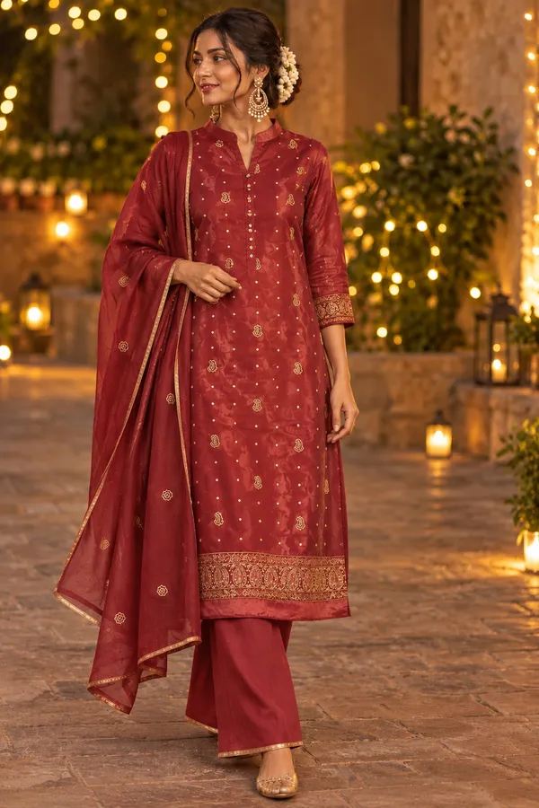 Festive_Elegance_Wine_Silk_Embroidered_Kurta_Set