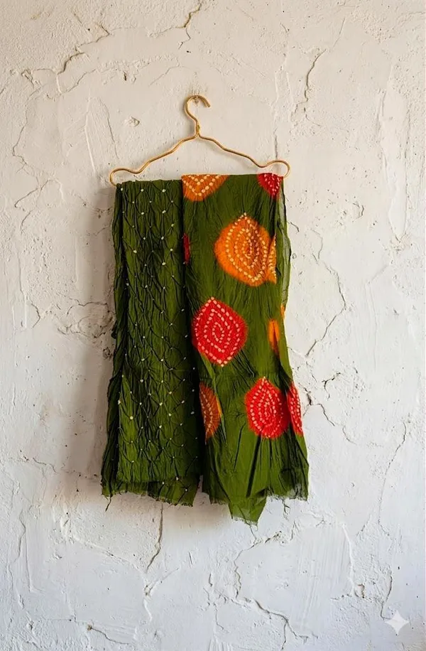 Rust_Cotton_Bandhani/Bandhej_Suit_Dress_Materials_Women
