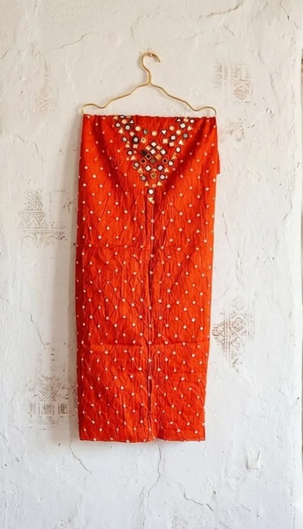 Rust_Cotton_Bandhani/Bandhej_Suit_Dress_Materials_Women