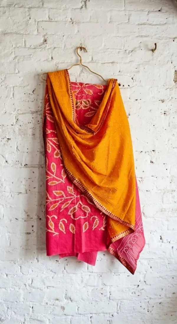 Pink_Cotton_Bandhani/Bandhej_Suit_Dress_Materials_Women