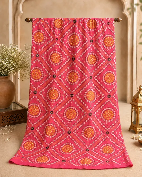 Pink_Cotton_Bandhani/Bandhej_Suit_Dress_Materials_Women