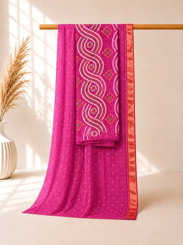 Pink_Cotton_Bandhani/Bandhej_Suit_Dress_Materials_Women