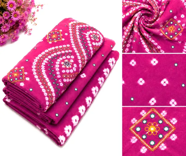 Pink_Cotton_Bandhani/Bandhej_Suit_Dress_Materials_Women