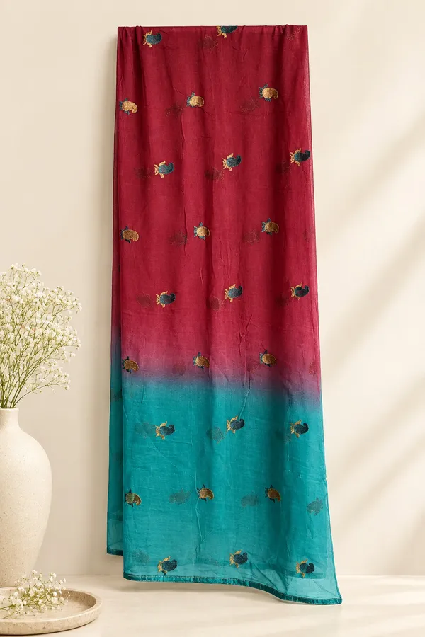 Festive_Elegance_Teal_Maroon_Silk_Embroidered_Kurta_Set