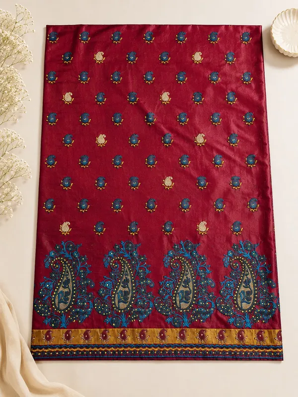 Festive_Elegance_Teal_Maroon_Silk_Embroidered_Kurta_Set