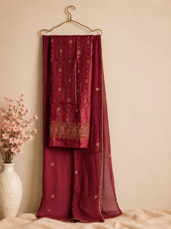 Festive_Elegance_Wine_Silk_Embroidered_Kurta_Set