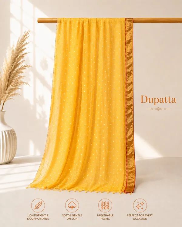 Yellow_Cotton_Bandhani/Bandhej_Suit_Dress_Materials_Women