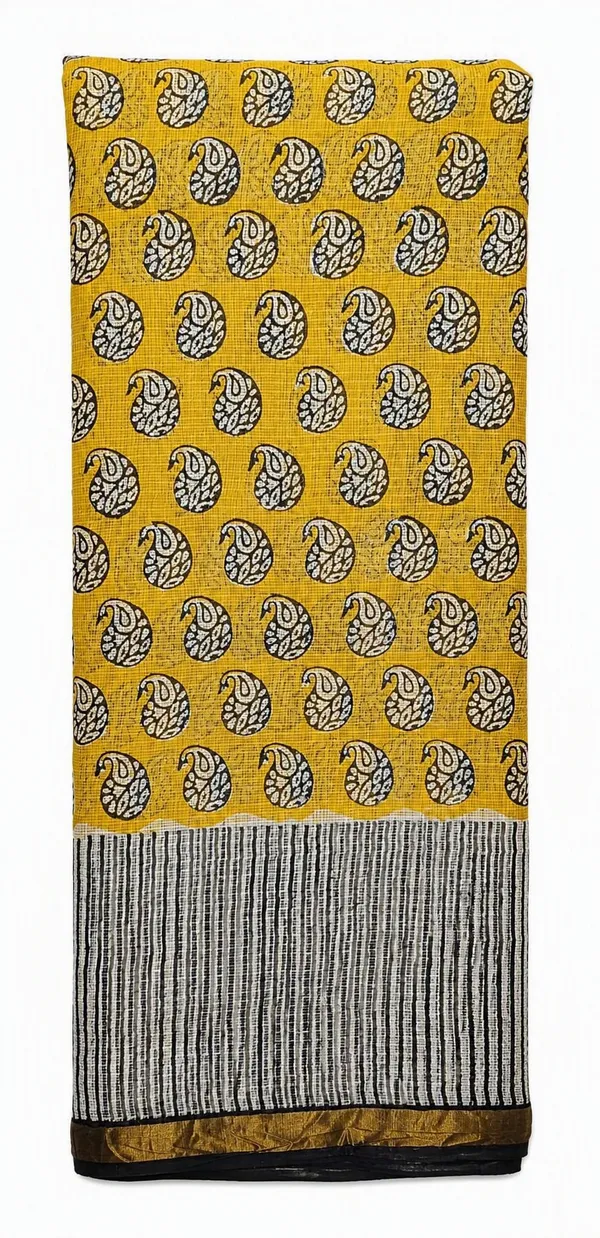 Yellow_Hand_Block_Printed_Kota_Doria_Cotton_Saree_