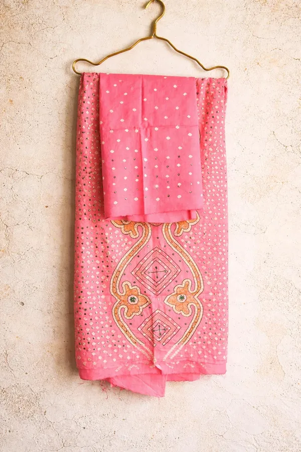 Pink_Cotton_Bandhani/Bandhej_Suit_Dress_Materials_Women