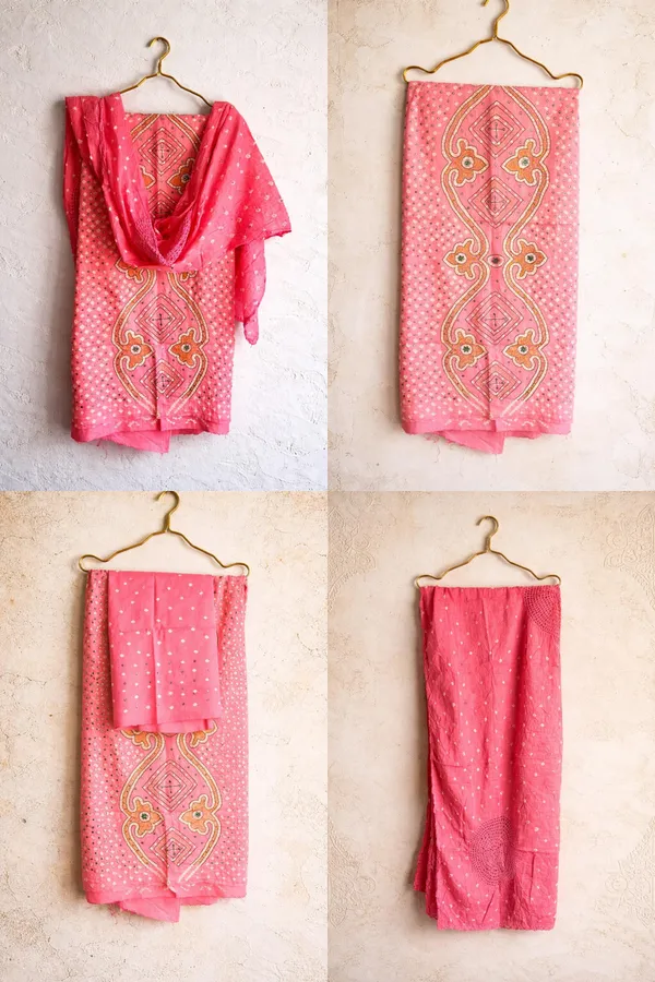 Pink_Cotton_Bandhani/Bandhej_Suit_Dress_Materials_Women