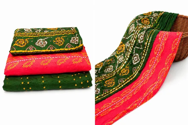 Henna_Green_Cotton_Bandhani/Bandhej_Suit_Dress_Materials_Women