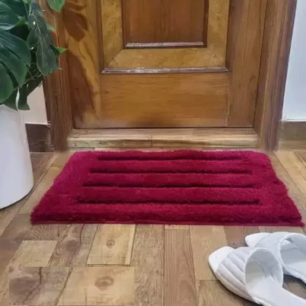 Red_Microfiber_40_X_60_Cm_Fluffy_Striped_Non_Slip_Bathroom_Rug_Ideal_For_Bathroom_Bedroom_Kitchen_Set_Of_1