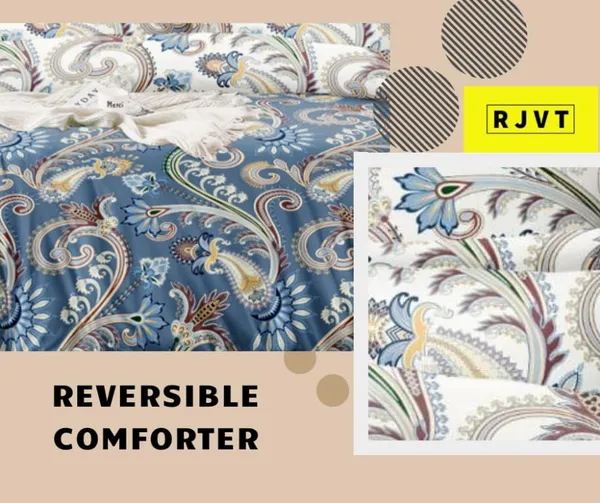 Light_Sky__,_Royal_Blue_Microfiber_200_Gsm_90_X_100_Inches_Reversible_Double_Bed_Comforter_+_Bedsheet_+_2_pillow_covers_Ideal_For_Perfect_Bedding_Set