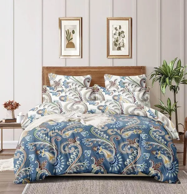 Light_Sky__,_Royal_Blue_Microfiber_200_Gsm_90_X_100_Inches_Reversible_Double_Bed_Comforter_+_Bedsheet_+_2_pillow_covers_Ideal_For_Perfect_Bedding_Set