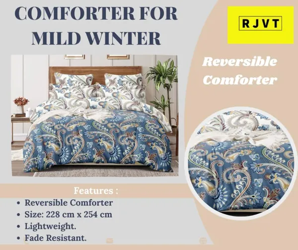 Light_Sky__,_Royal_Blue_Microfiber_200_Gsm_90_X_100_Inches_Reversible_Double_Bed_Comforter_+_Bedsheet_+_2_pillow_covers_Ideal_For_Perfect_Bedding_Set