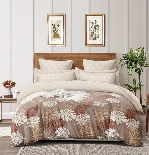 Light_Camel_Brown_Microfiber_90_X_100_Inches_Reversible_King_Size_Comforter_Ideal_For_Winter_Bedding_Set_Of_1