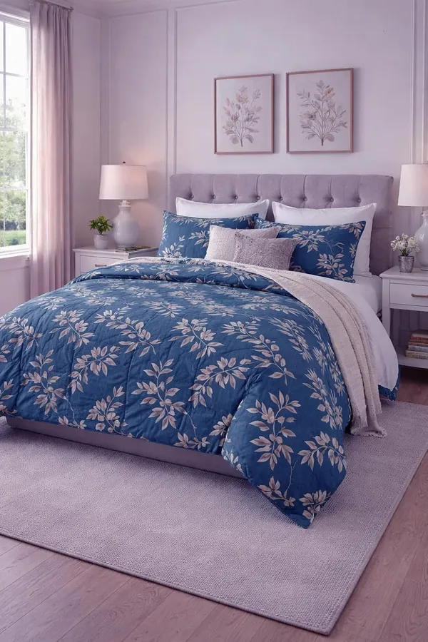 Azure_Leaf_Haven_Microfiber_Double_Bed_Bedding_Set_1_Comforter_1_Bed_Sheet_2_Pillow_Covers_Ideal_For_Bedroom_Set_Of_4