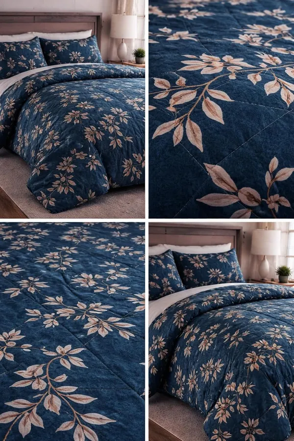 Azure_Leaf_Haven_Microfiber_Double_Bed_Bedding_Set_1_Comforter_1_Bed_Sheet_2_Pillow_Covers_Ideal_For_Bedroom_Set_Of_4