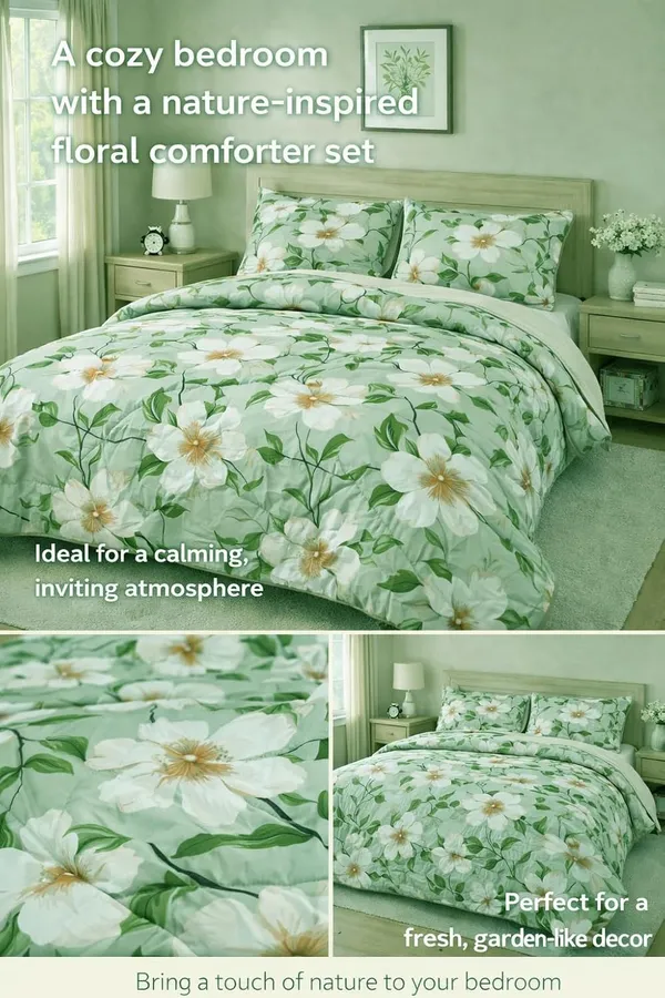 Sage_Green_Microfiber_Double_Bed_Bedding_Set_1_Comforter_1_Bed_Sheet_2_Pillow_Covers_Ideal_For_Bedroom_Set_Of_4