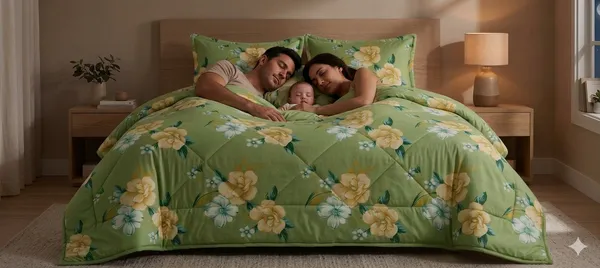 Pista_Green__bedding_setof_4pcs__1pc_Ac_Comforter_,1_Bed_sheet_,2_pillow_covers