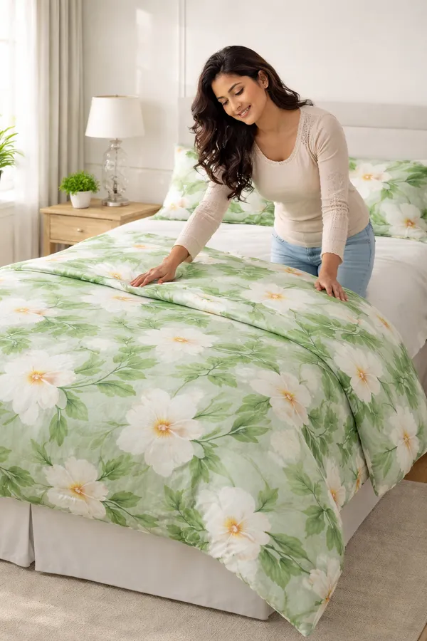 Sage_Green_Microfiber_Double_Bed_Bedding_Set_1_Comforter_1_Bed_Sheet_2_Pillow_Covers_Ideal_For_Bedroom_Set_Of_4