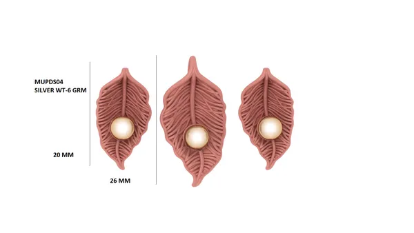 Rose_Gold_Silver_Feather_Pearl_Pendant__And_Earring_Set_For_Women_20_MM_|_925_Pure_Silver