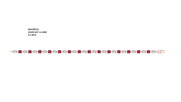 Rose_Gold_Toned_Red_Stone_And_Crystal_Floral_Link_Silver_Tennis_Bracelet_For_Women_|_925_Pure_Silver