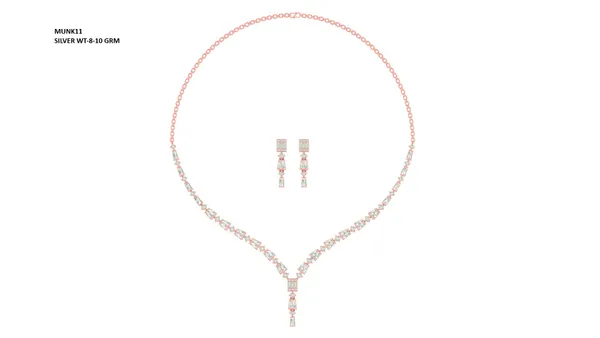 Rose_Gold_Lightweight_Silver_Necklace_And_Earring_Set_For_Women_|_925_Pure_Silver