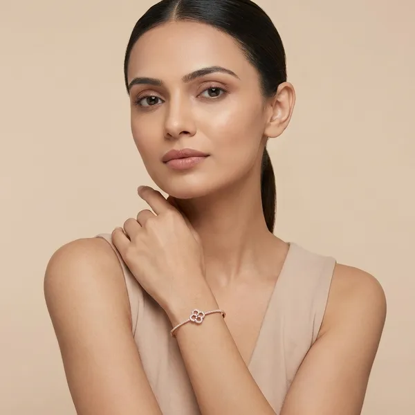 Rose_Gold_Silver_Clover_Bracelet_For_Women_|_925_Pure_Silver