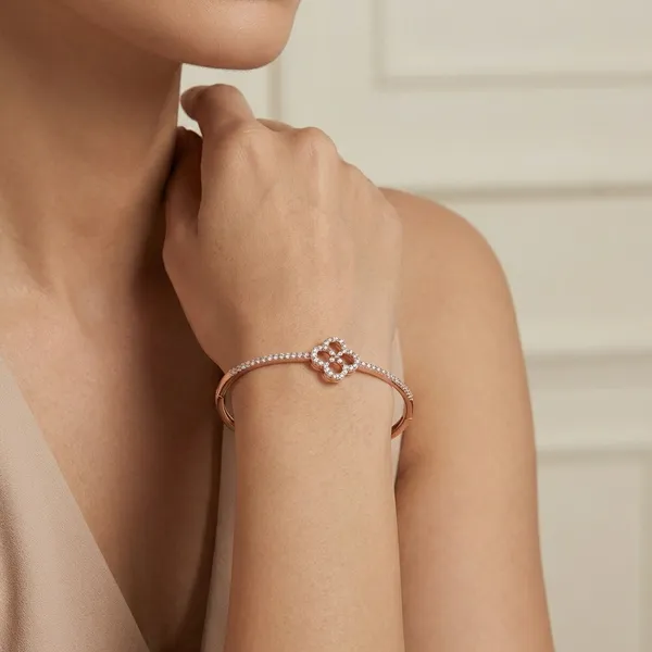 Rose_Gold_Silver_Clover_Bracelet_For_Women_|_925_Pure_Silver
