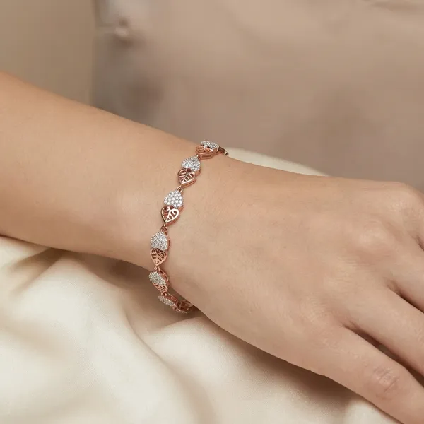 Rose_Gold_Heart_Silver_Bracelet_For_Women_|_925_Pure_Silver
