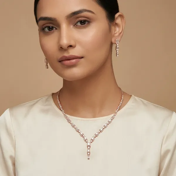 Rose_Gold_Lightweight_Silver_Necklace_And_Earring_Set_For_Women_|_925_Pure_Silver