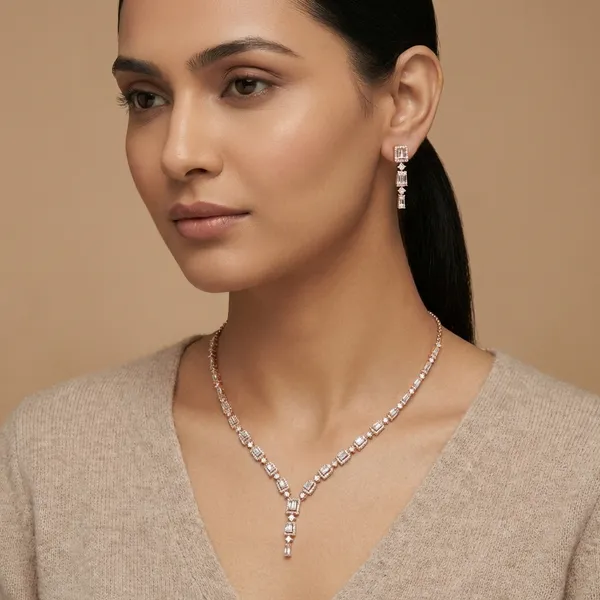 Rose_Gold_Lightweight_Silver_Necklace_And_Earring_Set_For_Women_|_925_Pure_Silver