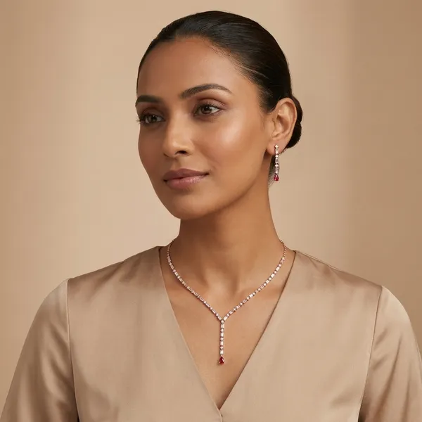 Rose_Gold_Lightweight_Silver_Necklace_And_Earring_Set_For_Women_|_925_Pure_Silver