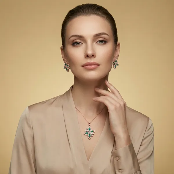 Rose_Gold_Silver_Pendant_And_Earring_Set_For_Women_|_925_Pure_Silver